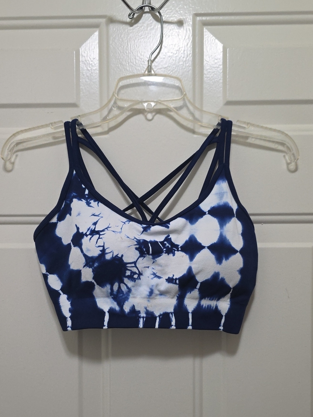 Women’s Navy Tie-Dye Strappy Sports Bra